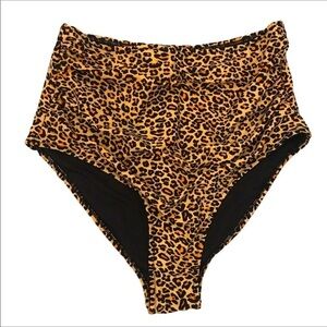 NWT CUPSHE Women’s Plus Size High Waist Leopard Print Swimwear Bottoms Size L